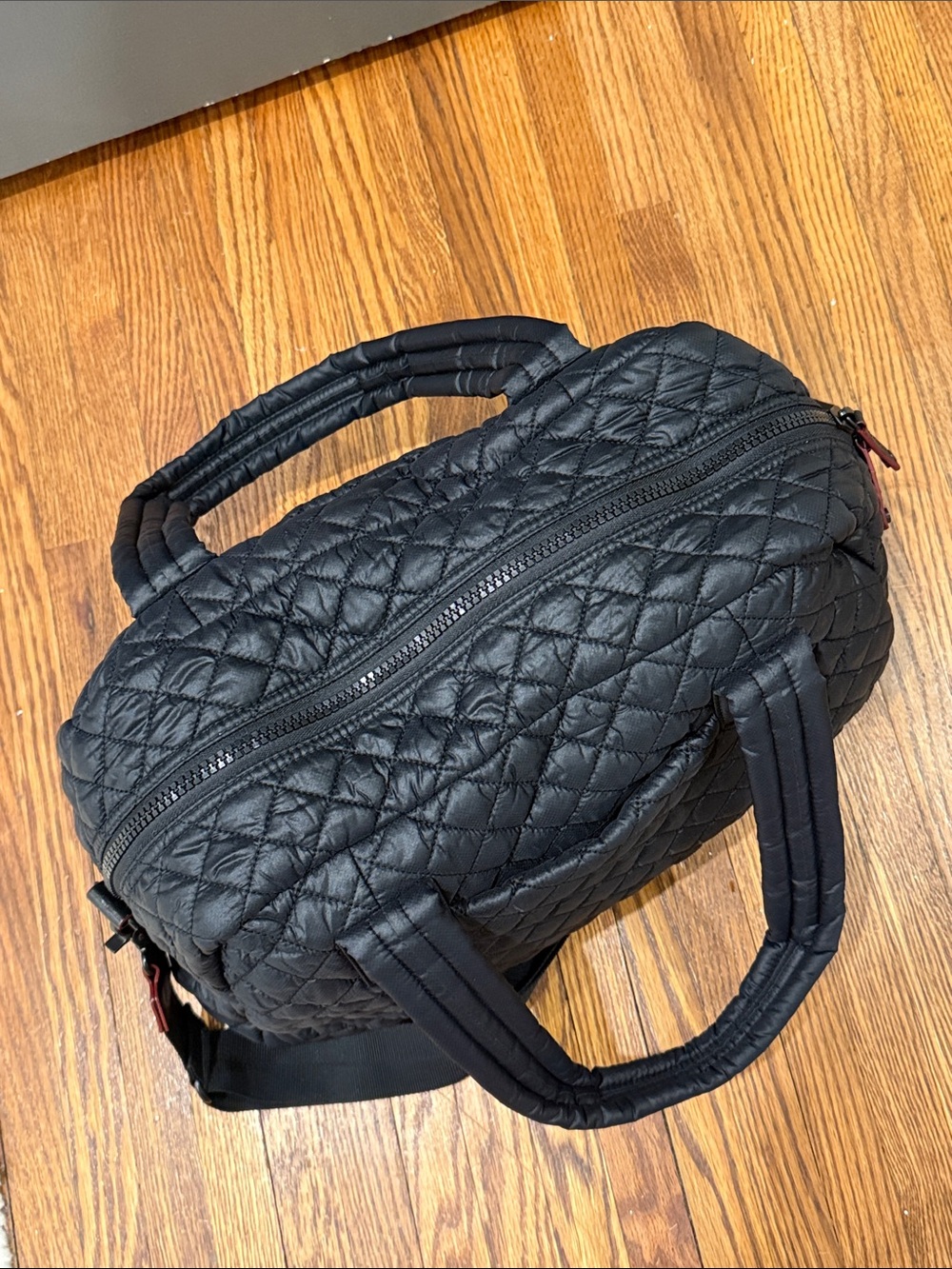 Like New MZ Wallace Jimmy Duffel Quilted Black Weekender Bag Black - Picture 3 of 5